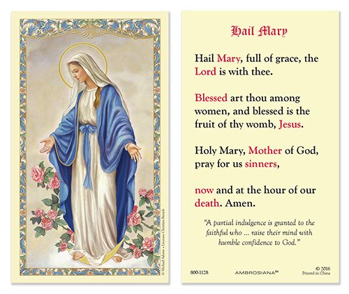 25 Laminated Holy Cards Our Lady of Grace with the Hail Mary - My ...