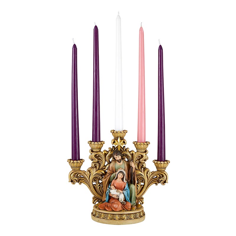 8 3/4 Inches High Nativity Star and Holy Family Advent Wreath Candle