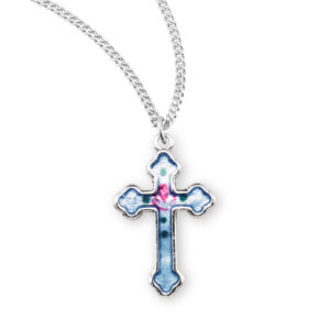 Sterling Silver Blue Enameled Cross