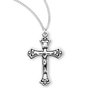 Sterling Silver Black Enameled Crucifix