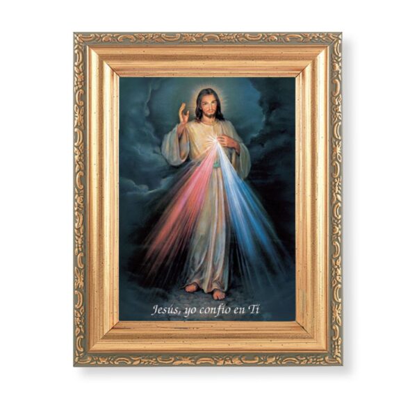 Divine Mercy Gold Frame Spanish