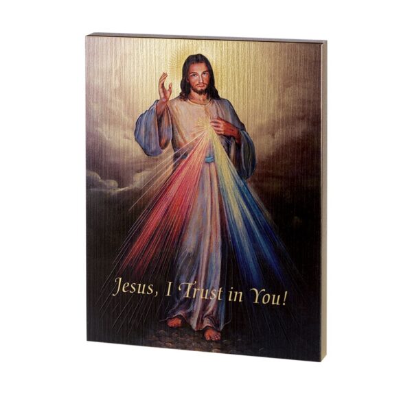 Divine Mercy Teaxtured Wood Plaque