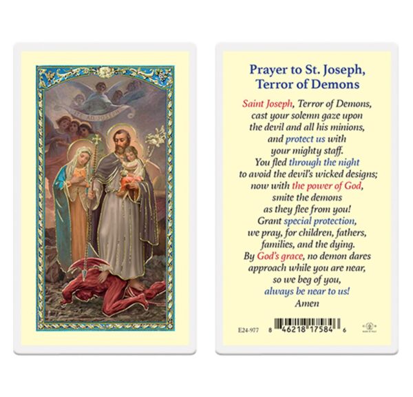 St Joseph Terror of Demons Holy Card