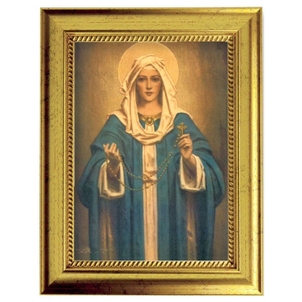6 3/4" X 8 3/4 Inch Gold Leaf Finish Frame with 5" X 7" Our Lady Of The ...