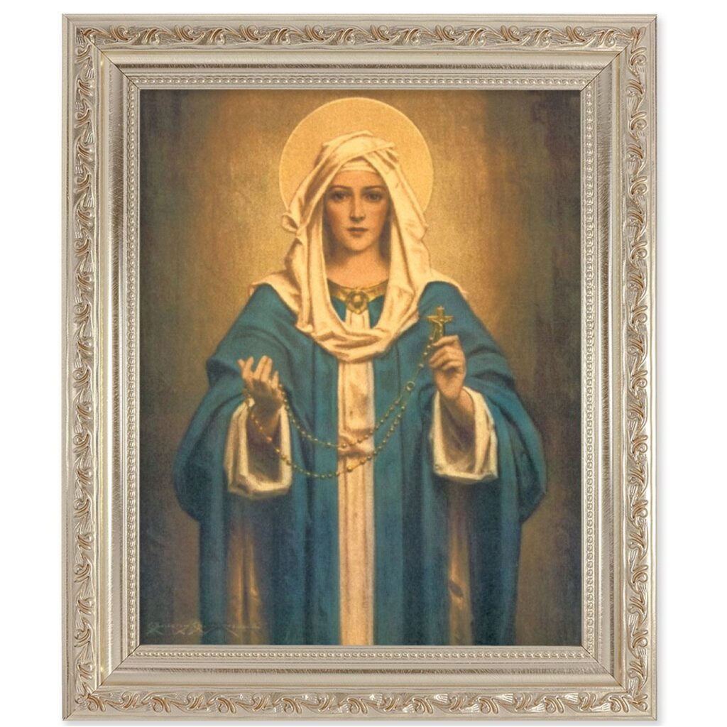 10" x 12" Ornate Silver Frame with an 8" x 10" Our Lady Of The Rosary ...