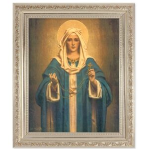 10" x 12" Ornate Silver Frame with an 8" x 10" Our Lady Of The Rosary ...