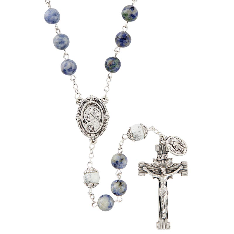 Blue Spot Stone Sacred Heart Rosary Blue Spot Stone Sacred Heart Rosary