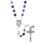 Black Dumortoerite Stone Sacred Heart Rosary