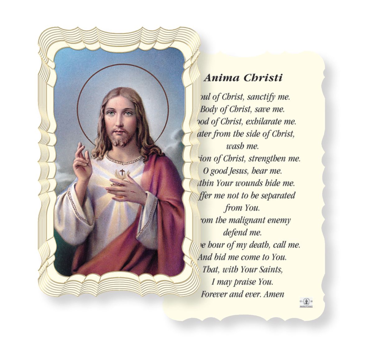 Anima Christi Sacred Heart of Jesus Holy Card Anima Christi Sacred Heart of Jesus Holy Card