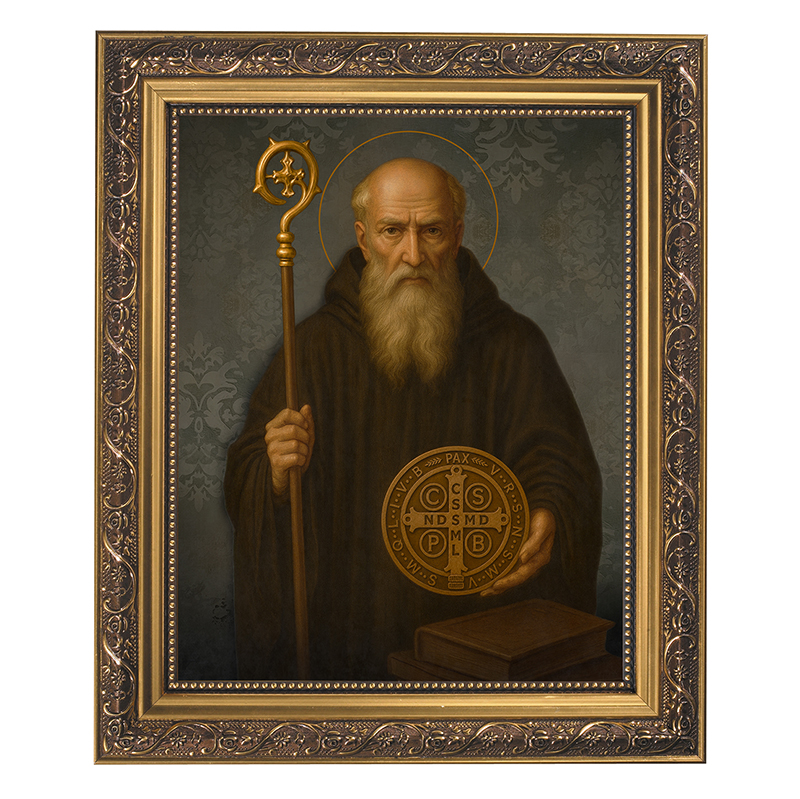 Framed St Benedict with Medal Framed St Benedict with Medal